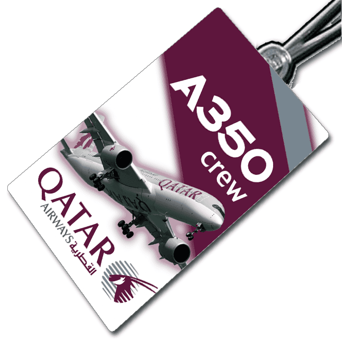 Qatar Airways Airbus A350-900 crew tag